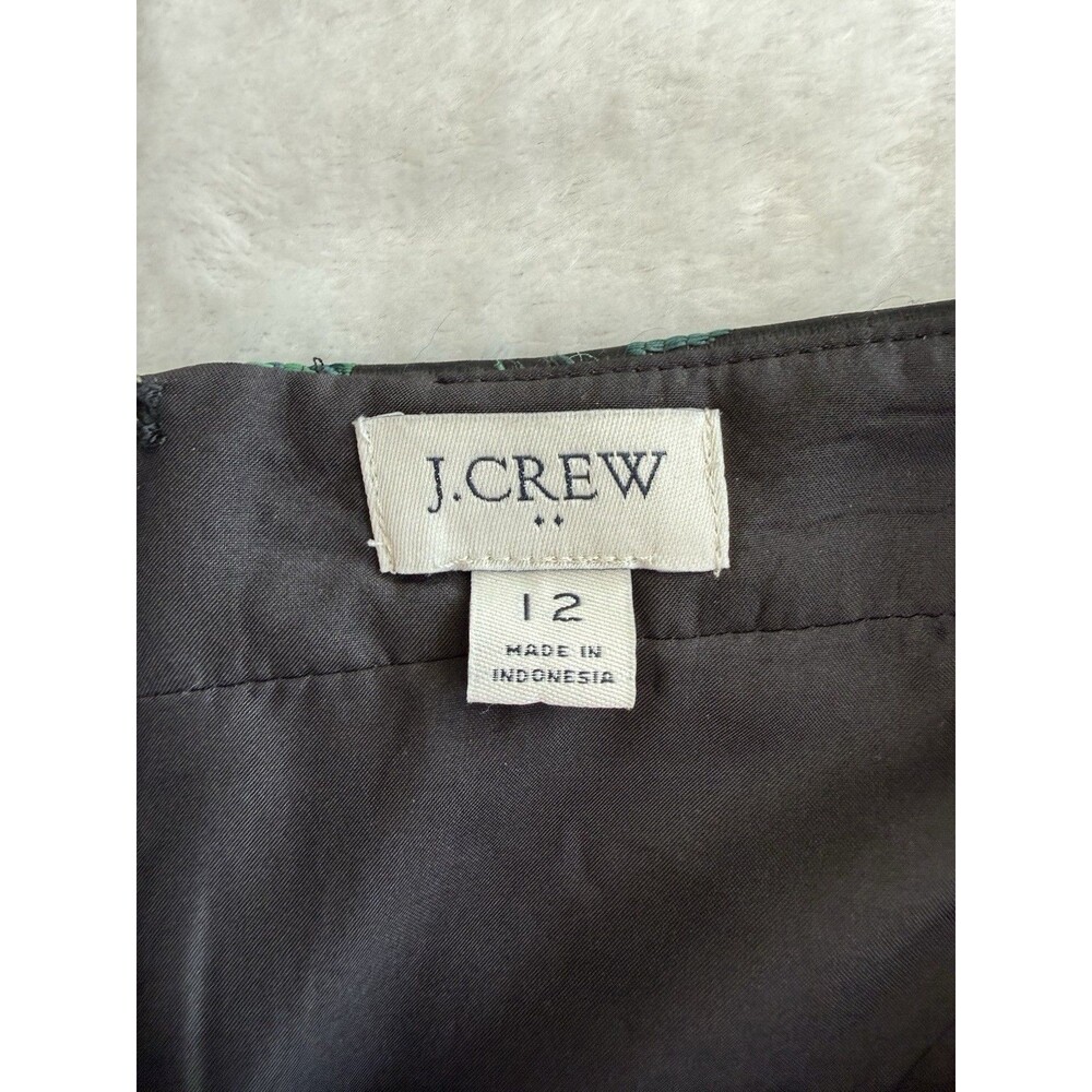 J.CREW Women's Black/Green Floral Jacquard A-Line Short Zip Skirt Size 12 - Picture 2 of 7